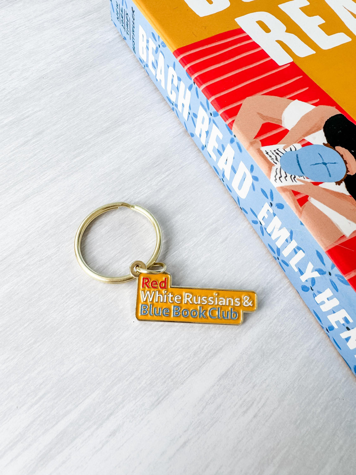 Red White Russian & Blue Book Club Enamel Keyring | Emily Henry | Beach Read Inspired