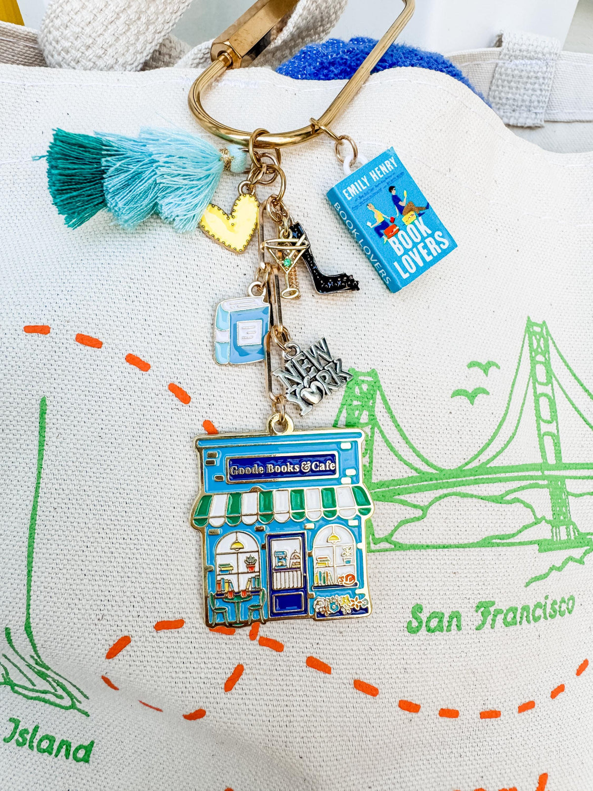 Book Lovers Bag Charm | Emily Henry Inspired, Goode Books Cafe, NYC, Martini, Heels