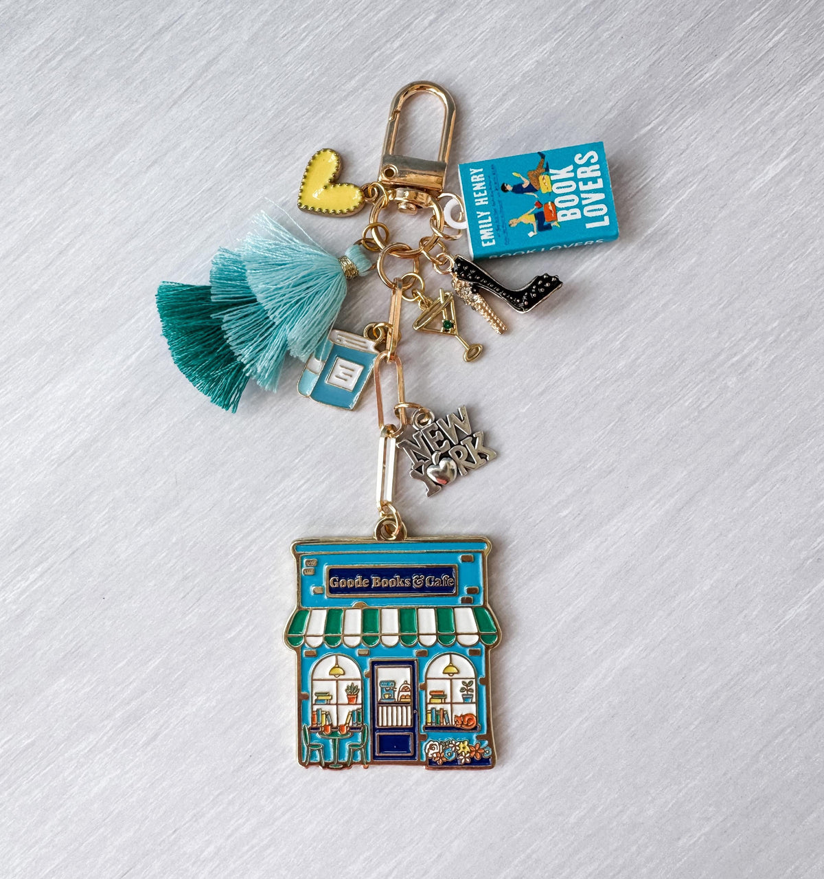 Book Lovers Bag Charm | Emily Henry Inspired, Goode Books Cafe, NYC, Martini, Heels