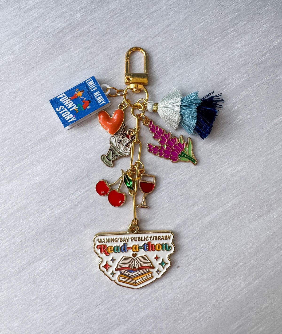 Funny Story Bag Charm | Emily Henry Inspired, Lavender, Wine, Read-a-thon