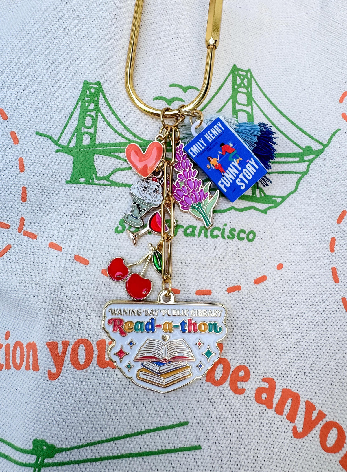 Funny Story Bag Charm | Emily Henry Inspired, Lavender, Wine, Read-a-thon