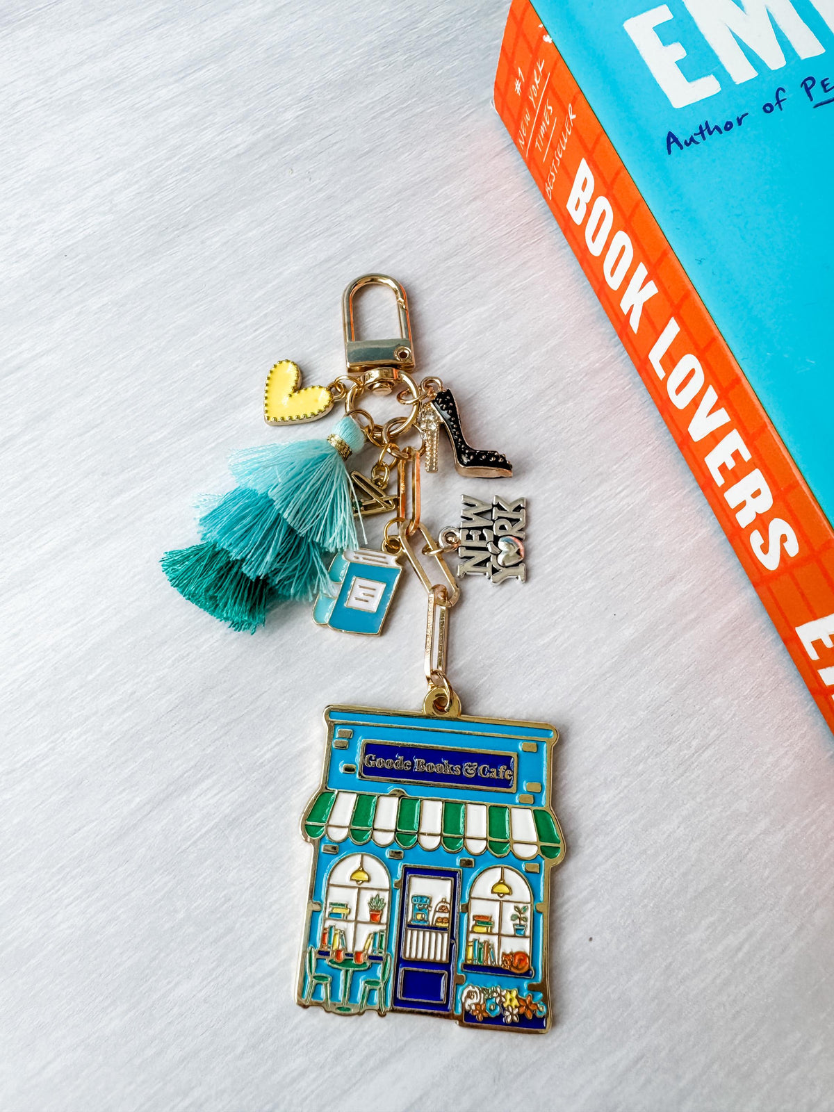 Book Lovers Bag Charm | Emily Henry Inspired, Goode Books Cafe, NYC, Martini, Heels