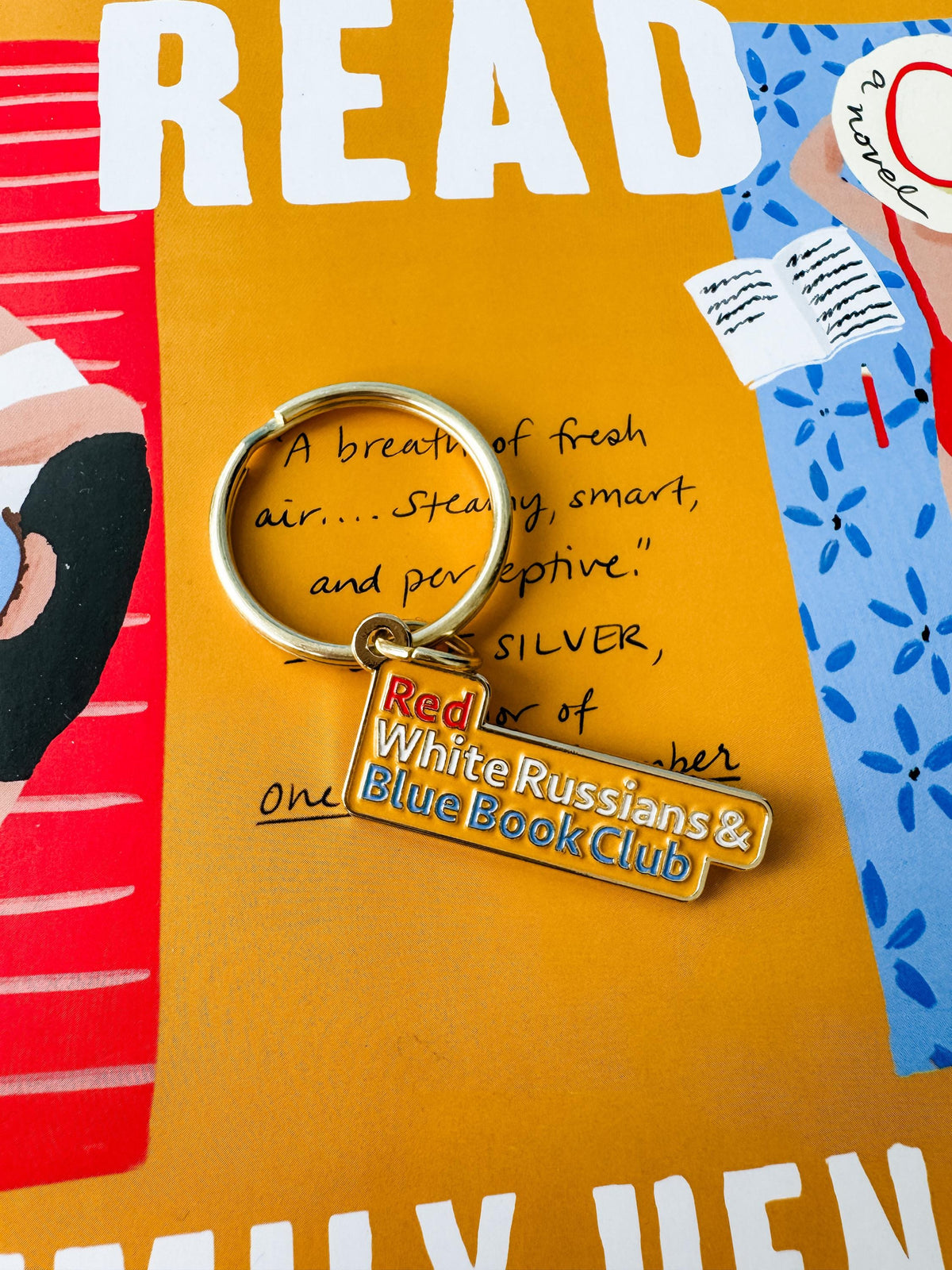 Red White Russian & Blue Book Club Enamel Keyring | Emily Henry | Beach Read Inspired