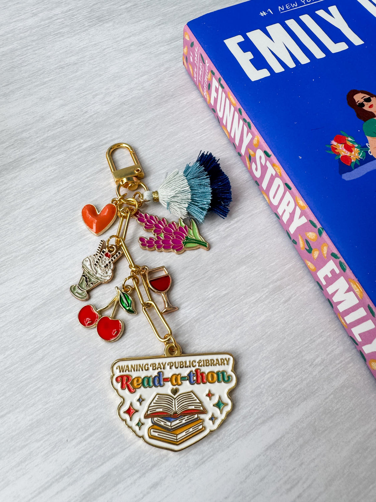 Funny Story Bag Charm | Emily Henry Inspired, Lavender, Wine, Read-a-thon