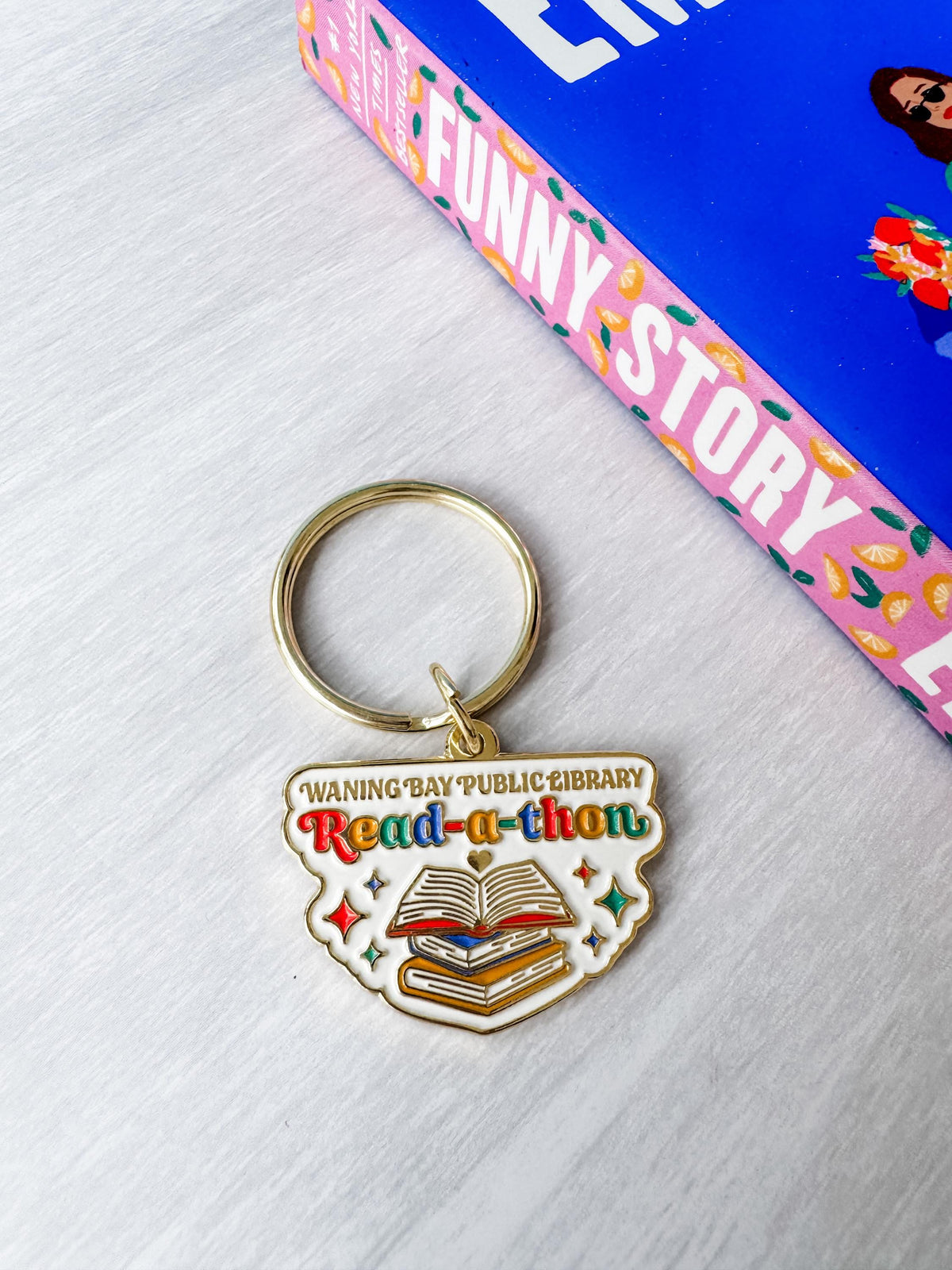 Read-a-thon Metal Enamel Keyring | Inspired by Emily Henry’s book Funny Story