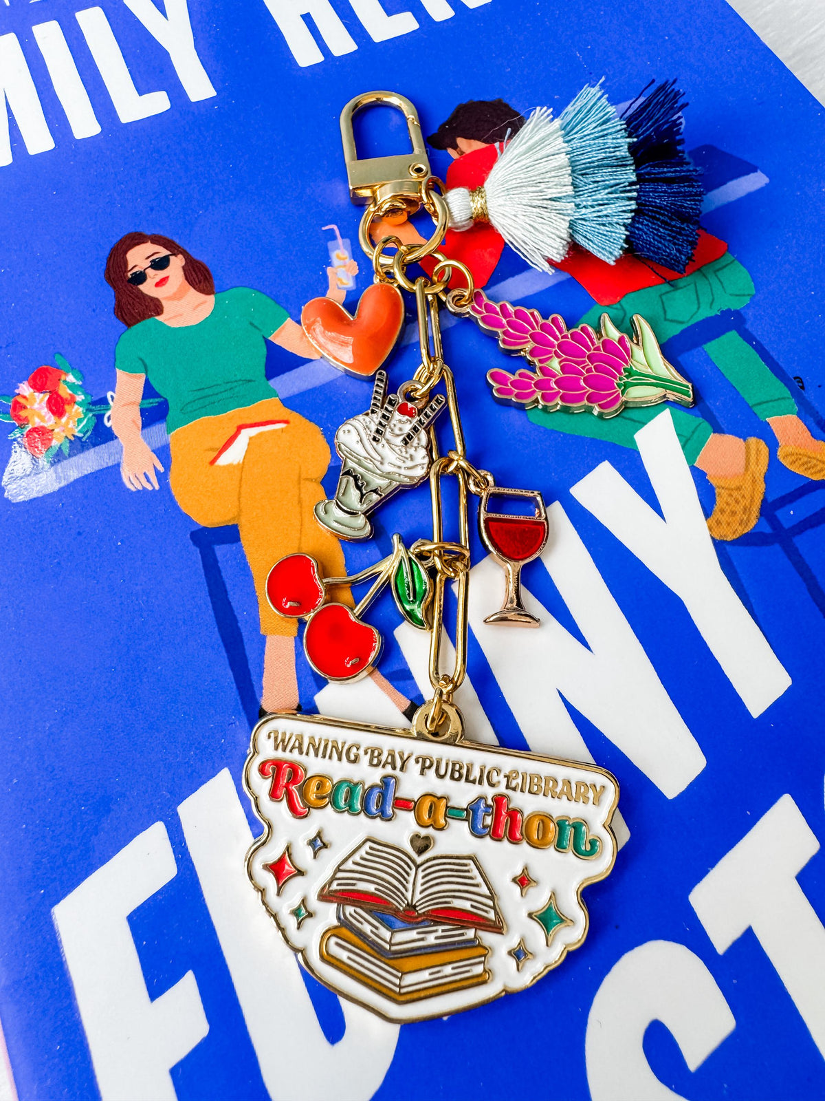 Funny Story Bag Charm | Emily Henry Inspired, Lavender, Wine, Read-a-thon